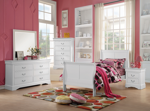 Louis Philippe III White Twin Bed - U&U Home Budget Furniture (Carteret, NJ)