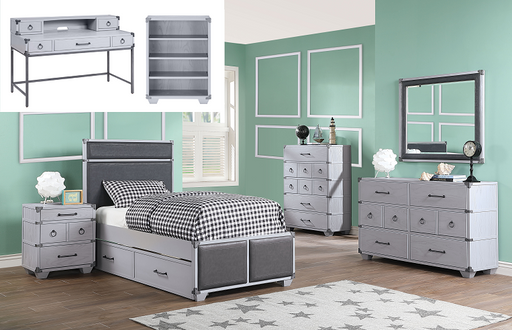 Orchest Gray PU & Gray Twin Bed - U&U Home Budget Furniture (Carteret, NJ)