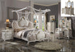 Picardy Fabric & Antique Pearl California King Bed (Canopy) - U&U Home Budget Furniture (Carteret, NJ)