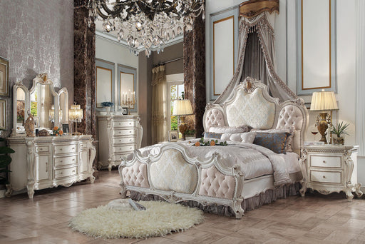 Picardy Fabric & Antique Pearl Eastern King Bed - U&U Home Budget Furniture (Carteret, NJ)