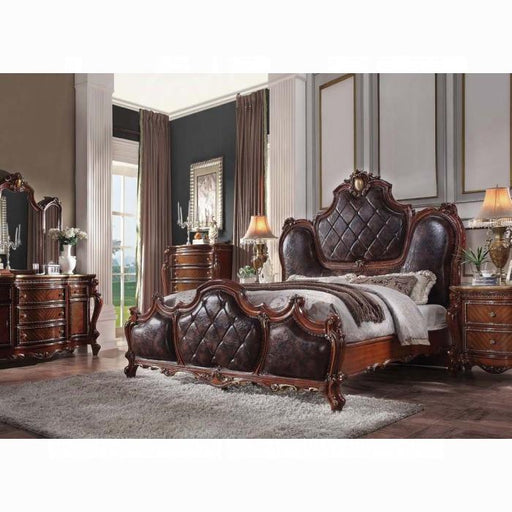 Picardy PU & Cherry Oak Eastern King Bed - U&U Home Budget Furniture (Carteret, NJ)