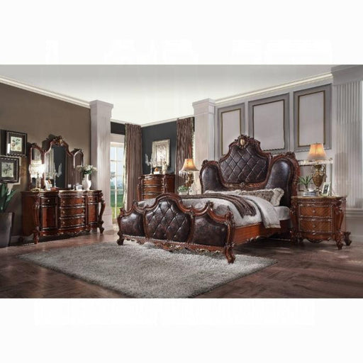 Picardy PU & Cherry Oak Queen Bed - U&U Home Budget Furniture (Carteret, NJ)