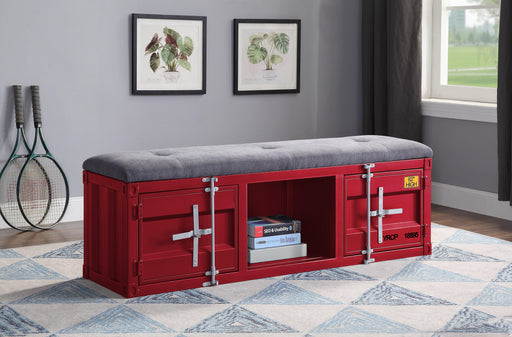 Cargo Gray Fabric & Red Bench (Storage) - U&U Home Budget Furniture (Carteret, NJ)
