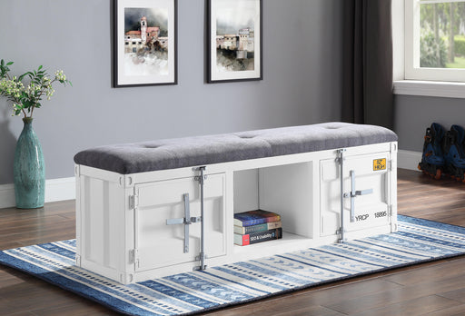 Cargo Gray Fabric & White Bench (Storage) - U&U Home Budget Furniture (Carteret, NJ)