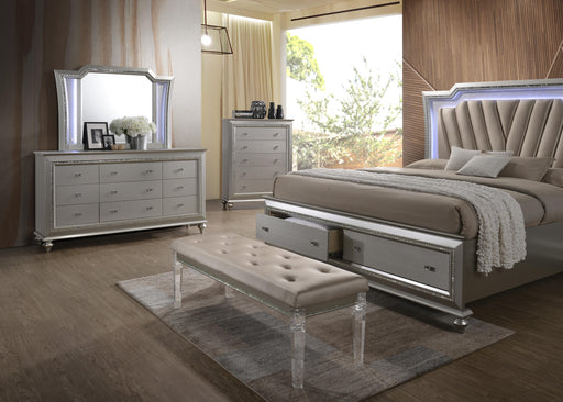 Kaitlyn PU & Clear Acrylic Bench - U&U Home Budget Furniture (Carteret, NJ)