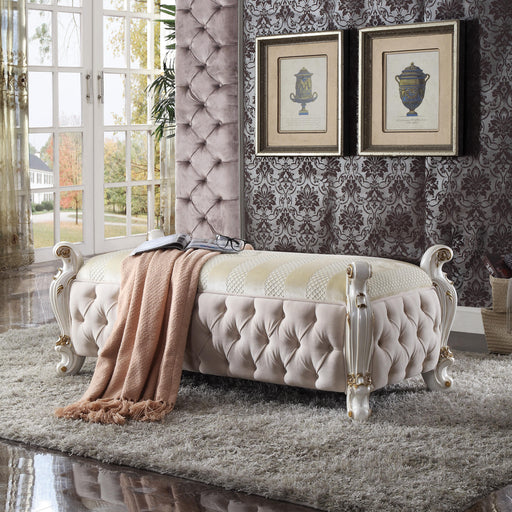 Picardy Fabric & Antique Pearl Bench - U&U Home Budget Furniture (Carteret, NJ)