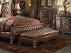 Versailles 2-Tone Light Brown PU & Cherry Oak Bench - U&U Home Budget Furniture (Carteret, NJ)