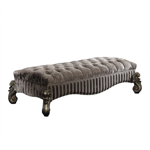 Versailles Fabric & Antique Platinum Bench - U&U Home Budget Furniture (Carteret, NJ)