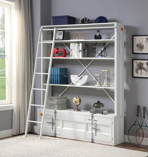 Cargo White Bookshelf & Ladder - U&U Home Budget Furniture (Carteret, NJ)