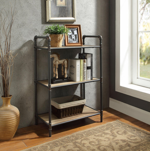 Itzel Antique Oak & Sandy Gray Bookshelf - U&U Home Budget Furniture (Carteret, NJ)
