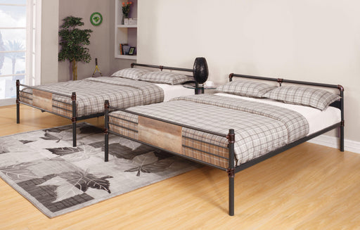 Brantley Sandy Black & Dark Bronze Hand-Brushed Bunk Bed (Queen/Queen) - U&U Home Budget Furniture (Carteret, NJ)