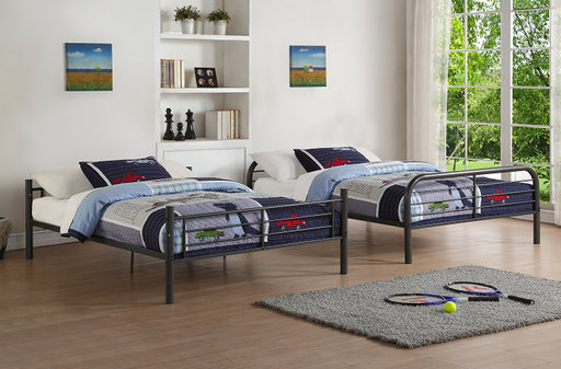 Bristol Gunmetal Bunk Bed (Full/Full) - U&U Home Budget Furniture (Carteret, NJ)