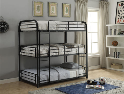 Cairo Sandy Black Bunk Bed (Triple Full) - U&U Home Budget Furniture (Carteret, NJ)