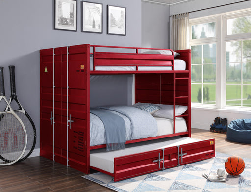 Cargo Red Bunk Bed (Full/Full) - U&U Home Budget Furniture (Carteret, NJ)