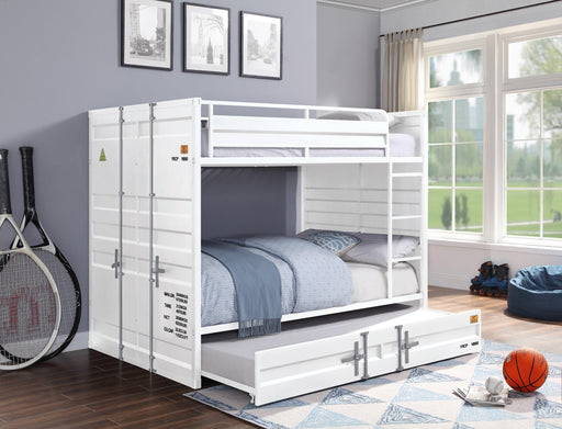 Cargo White Bunk Bed (Full/Full) - U&U Home Budget Furniture (Carteret, NJ)