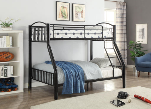 Cayelynn Black Bunk Bed (Twin/Full) - U&U Home Budget Furniture (Carteret, NJ)