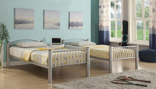 Cayelynn Silver Bunk Bed (Twin/Twin) - U&U Home Budget Furniture (Carteret, NJ)