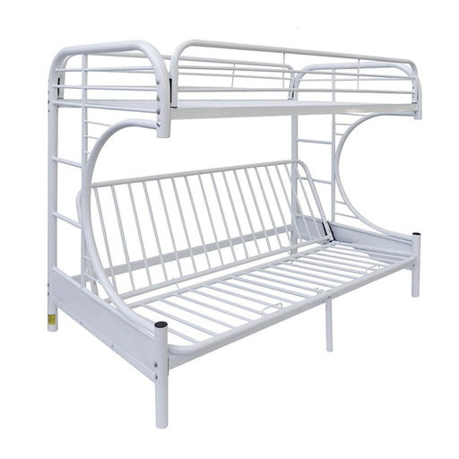 Eclipse White Bunk Bed (Twin/Full/Futon) - U&U Home Budget Furniture (Carteret, NJ)