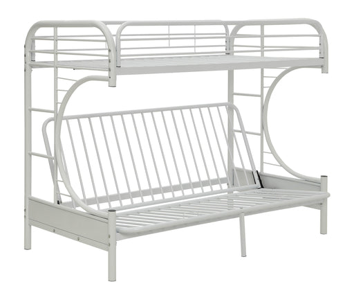 Eclipse White Bunk Bed (Twin XL/Queen/Futon) - U&U Home Budget Furniture (Carteret, NJ)