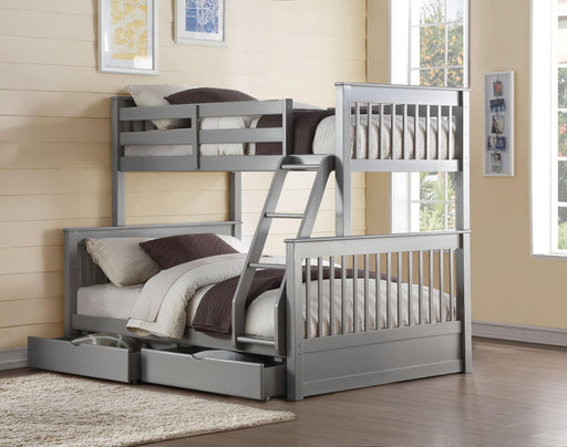 Haley II Gray Bunk Bed (Twin/Full) - U&U Home Budget Furniture (Carteret, NJ)