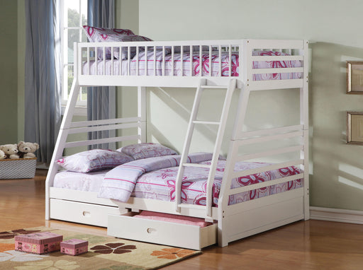 Jason White Bunk Bed (Twin/Full) - U&U Home Budget Furniture (Carteret, NJ)