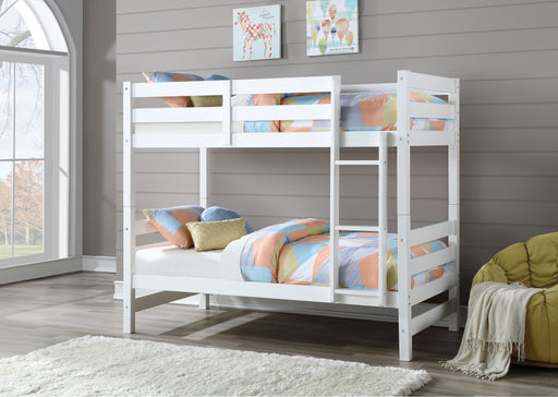 Ronnie White Bunk Bed (Twin/Twin) - U&U Home Budget Furniture (Carteret, NJ)