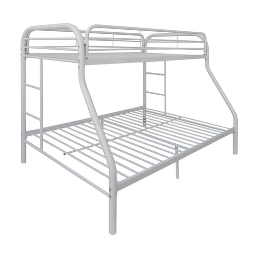 Tritan White Bunk Bed (Twin/Full) - U&U Home Budget Furniture (Carteret, NJ)
