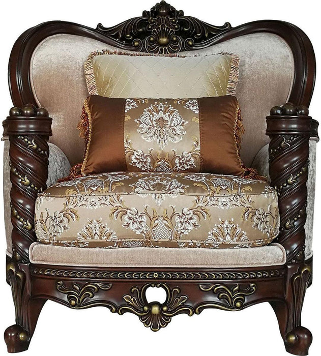 Acme Furniture Devayne Chair with 2 Pillows in Dark Walnut 50687 - U&U Home Budget Furniture (Carteret, NJ)