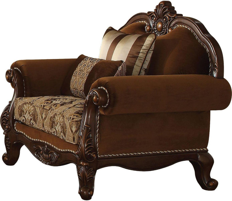 Acme Furniture Jardena Chair with 2 Pillows in Cherry Oak 50657 - U&U Home Budget Furniture (Carteret, NJ)