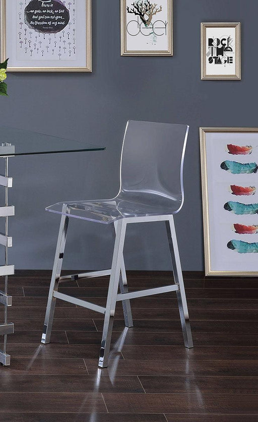 Acme Furniture Nadie Counter Height Chair in Chrome (Set of 2) 72592 - U&U Home Budget Furniture (Carteret, NJ)