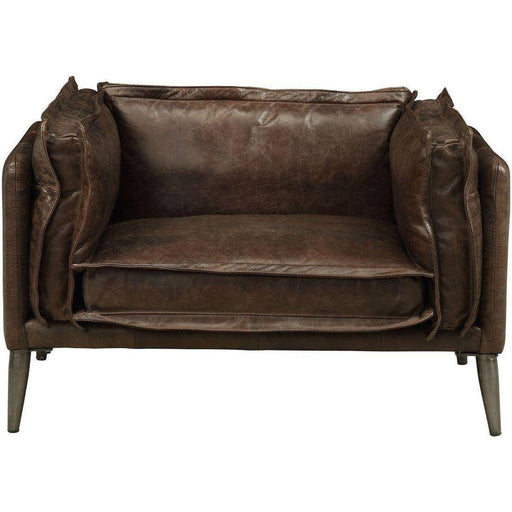 Acme Furniture Porchester Chair in Distress Chocolate 52482 - U&U Home Budget Furniture (Carteret, NJ)