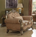 Acme Ragenardus Chair with 1 Pillow in Fabric & Vintage Oak 56032 - U&U Home Budget Furniture (Carteret, NJ)