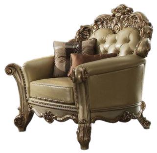 Acme Vendome Chair w/ 2 Pillows in Gold Patina 53002 - U&U Home Budget Furniture (Carteret, NJ)