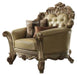 Acme Vendome Chair w/ 2 Pillows in Gold Patina 53002 - U&U Home Budget Furniture (Carteret, NJ)