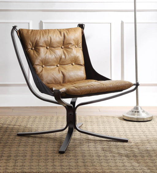 Carney Coffee Top Grain Leather Accent Chair - U&U Home Budget Furniture (Carteret, NJ)
