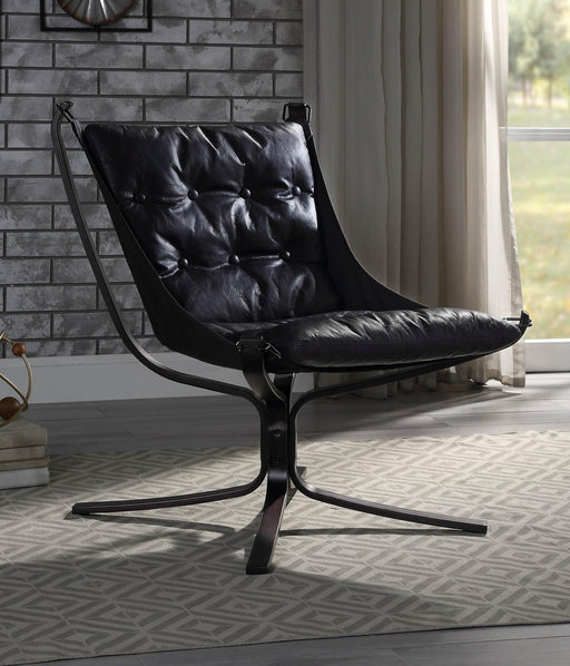 Carney Vintage Blue Top Grain Leather Accent Chair - U&U Home Budget Furniture (Carteret, NJ)