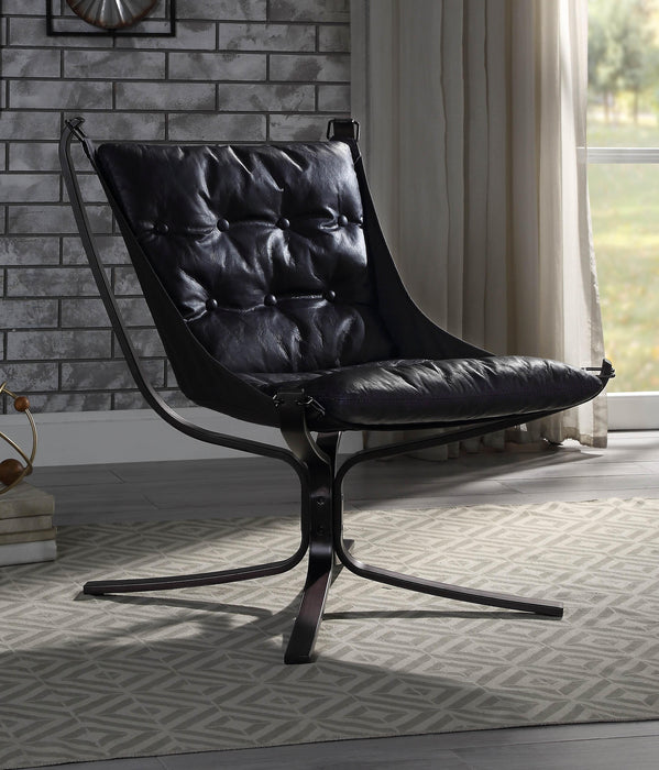 Carney Vintage Blue Top Grain Leather Accent Chair - U&U Home Budget Furniture (Carteret, NJ)