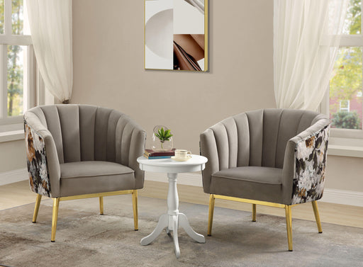 Colla Black Velvet & Gold Accent Chair - U&U Home Budget Furniture (Carteret, NJ)