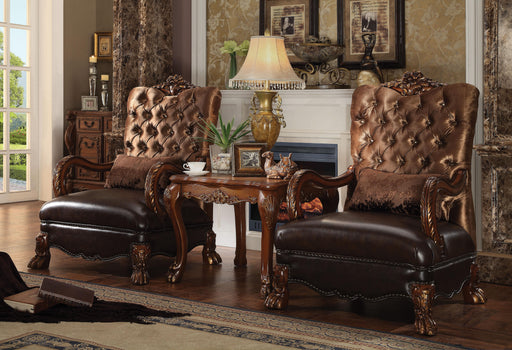 Dresden Golden Brown Velvet & Cherry Oak Chair & 1 Pillow - U&U Home Budget Furniture (Carteret, NJ)
