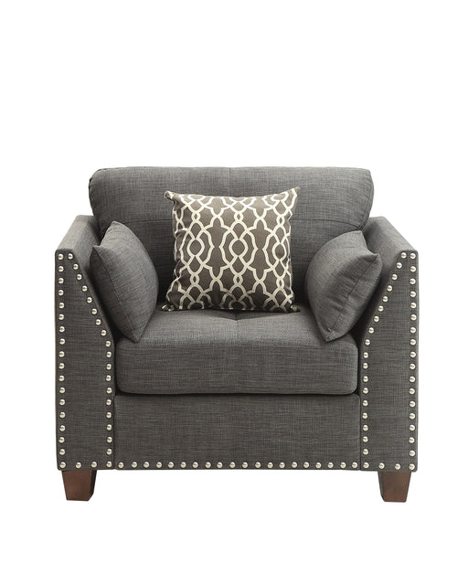 Laurissa Light Charcoal Linen Chair & 3 Pillows - U&U Home Budget Furniture (Carteret, NJ)