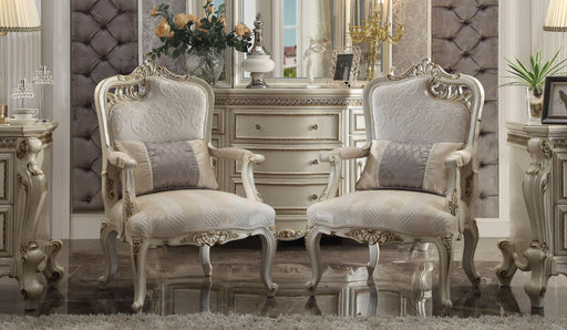 Picardy Fabric & Antique Pearl Chair & 1 Pillow - U&U Home Budget Furniture (Carteret, NJ)