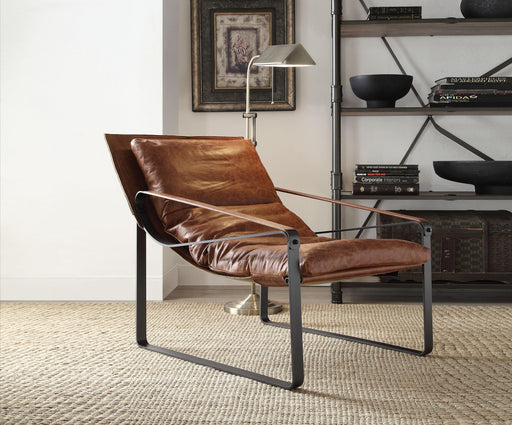 Quoba Cocoa Top Grain Leather Accent Chair - U&U Home Budget Furniture (Carteret, NJ)