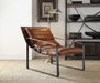 Quoba Cocoa Top Grain Leather Accent Chair - U&U Home Budget Furniture (Carteret, NJ)