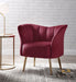 Reese Burgundy Velvet & Gold Accent Chair - U&U Home Budget Furniture (Carteret, NJ)