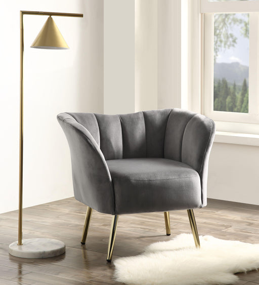 Reese Gray Velvet & Gold Accent Chair - U&U Home Budget Furniture (Carteret, NJ)