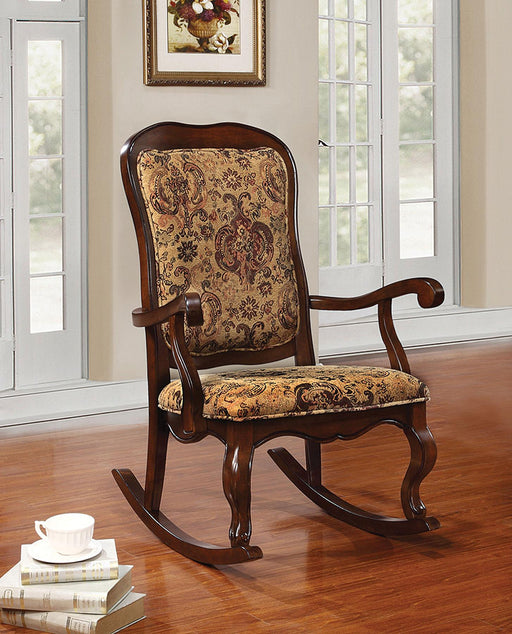Sharan Fabric & Cherry Rocking Chair - U&U Home Budget Furniture (Carteret, NJ)