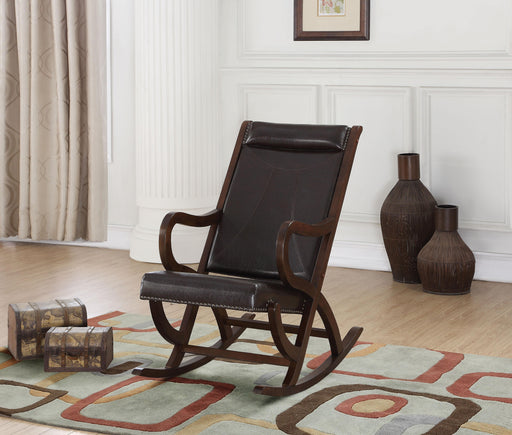 Triton Espresso PU & Walnut Rocking Chair - U&U Home Budget Furniture (Carteret, NJ)