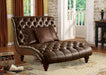 Anondale 2-Tone Brown PU Chaise & 3Pillows - U&U Home Budget Furniture (Carteret, NJ)