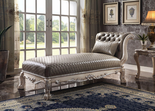 Dresden Vintage Bone White & PU Chaise w/1 Pillow - U&U Home Budget Furniture (Carteret, NJ)