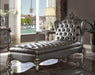 Versailles Silver PU & Antique Platinum Chaise - U&U Home Budget Furniture (Carteret, NJ)